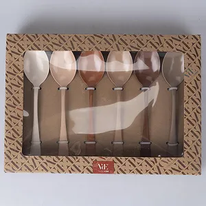 Ложки чайные Villa d'Este Home Tivoli Shade of Chocolate Матовая нержавеющая сталь (Набор 6 шт) synthetic.ua - Фото 1