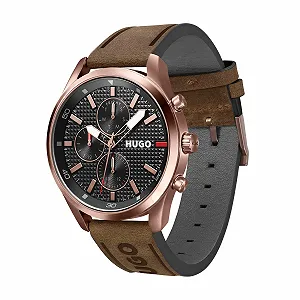 Мужские кварцевые часы HUGO Multi Dial Collection Chase с коричневым кожаным ремешком - 1530162, коричневый, Minimalist synthetic.ua - Фото 1