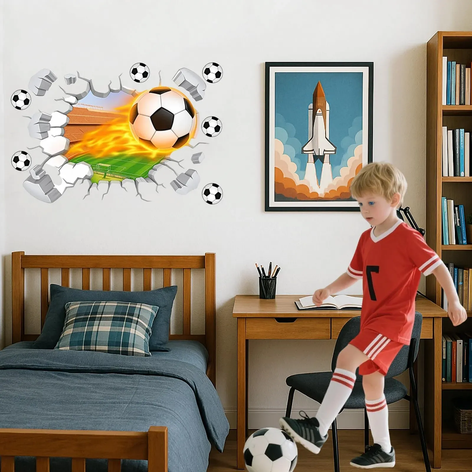 Наклейка на стіну 3D Футбольний м'яч 60 x 40 см, фото №6