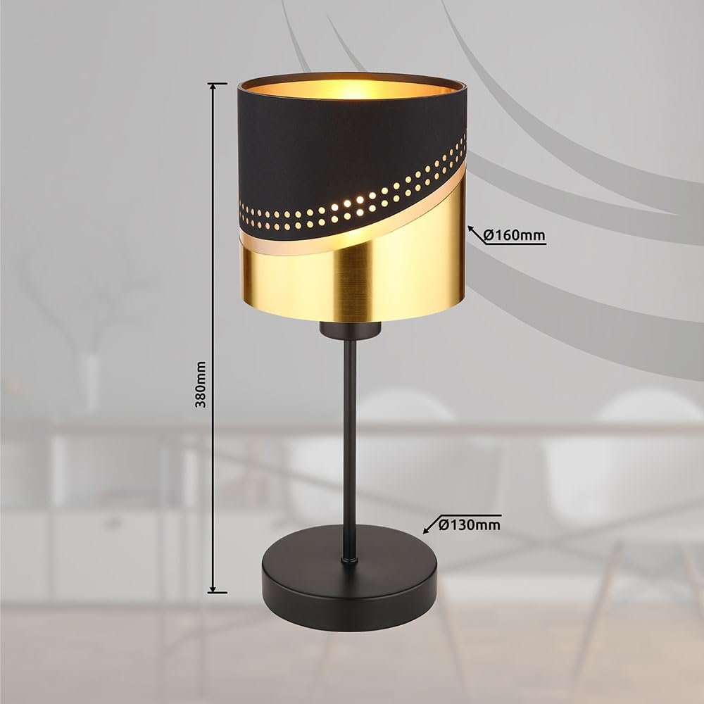 Настольная лампа GLOBO Textile Retro E27 15x38 см Black Gold, фото №7