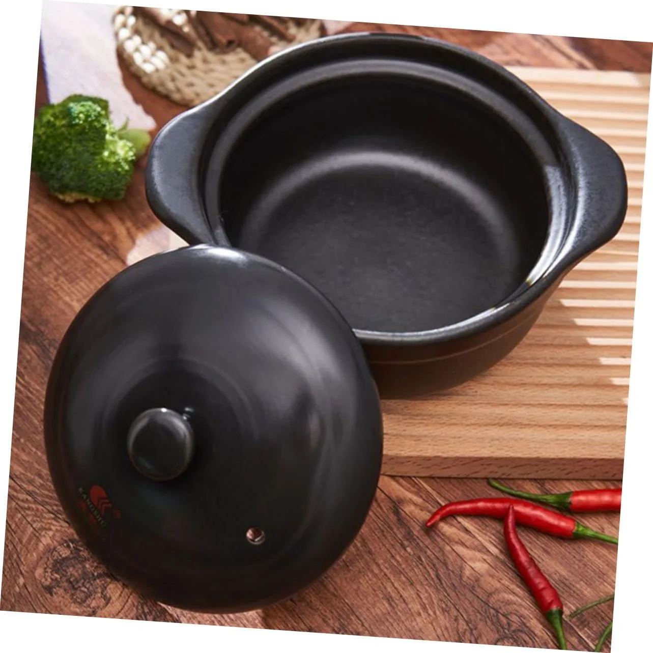 Кастрюля SOLUSTRE Casserole Pot керамическая с крышкой и двойной ручкой, фото №6