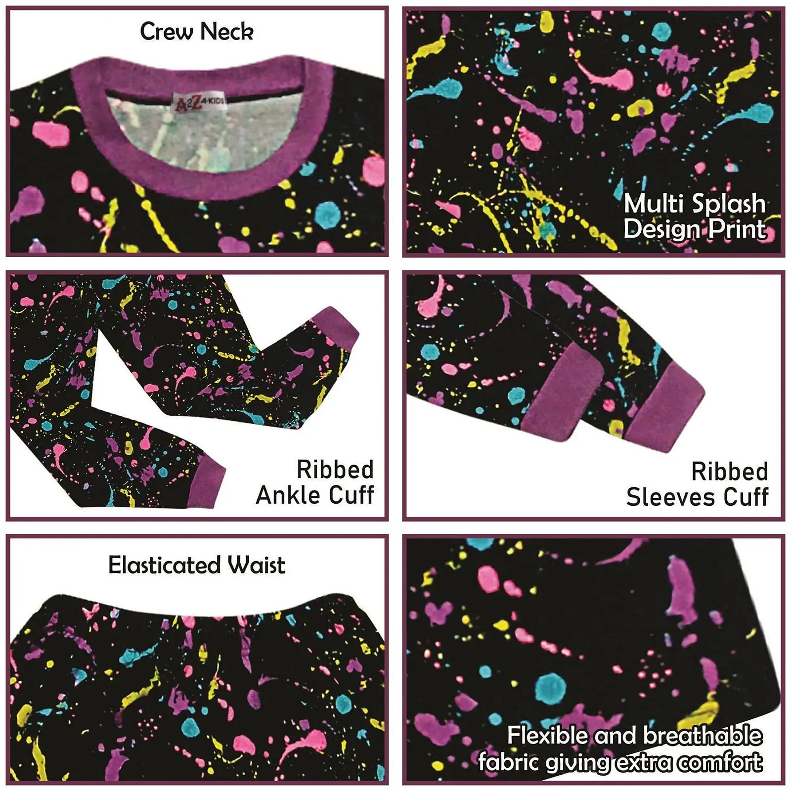 Комплект пижамы Tie Dye Black Splash A2Z 4 Kids для мальчиков, фото №2