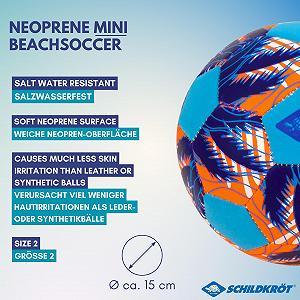 М'яч Schildkröt® Neoprene Mini Beach Soccer, маленький футбольний м'яч, ідеально підходить для маленьких дитячих рук і ніг, нековзна текстильна поверхня, стійкий до солоної води, розмір 2, діаметр 15 см, 970344 synthetic.ua - Фото 1