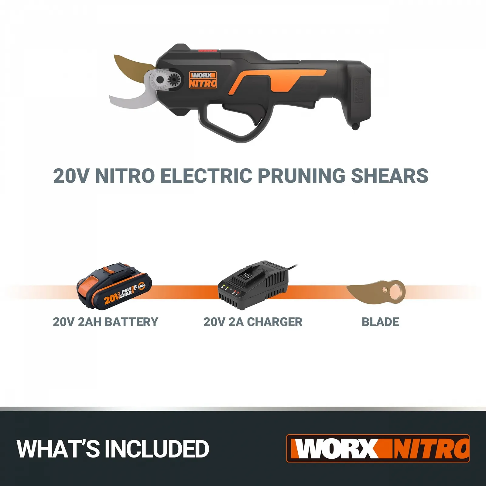 Акумуляторний електричний секатор WORX Nitro WG330E.1 18 V (20 V Max) Brushless 25 мм, фото №6