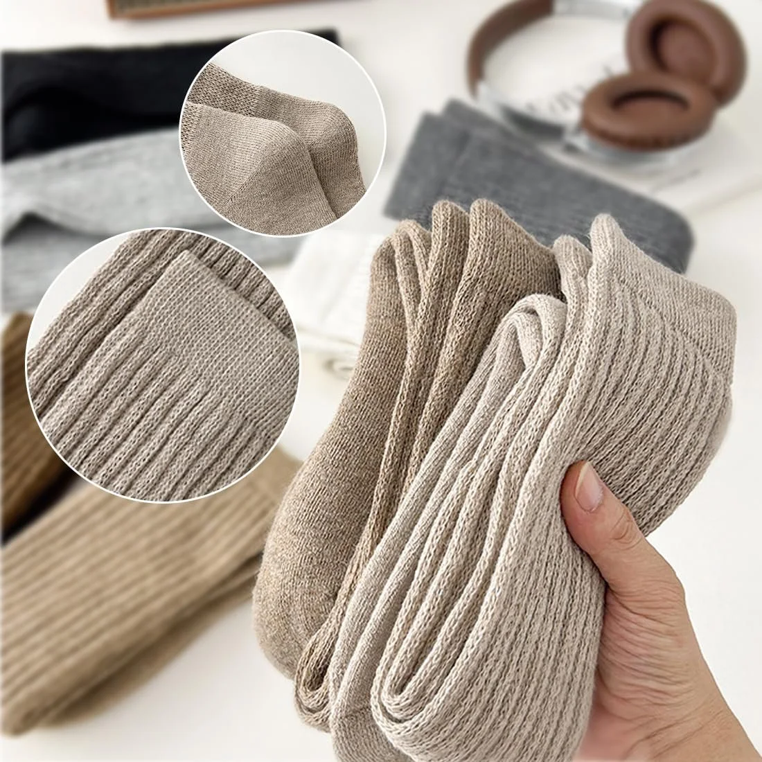 Жіночі гольфи 3 пари Бавовна М'які в'язані шкарпетки, фото №2 Жіночі гольфи 3 пари Бавовна М'які в'язані шкарпетки, фото №2