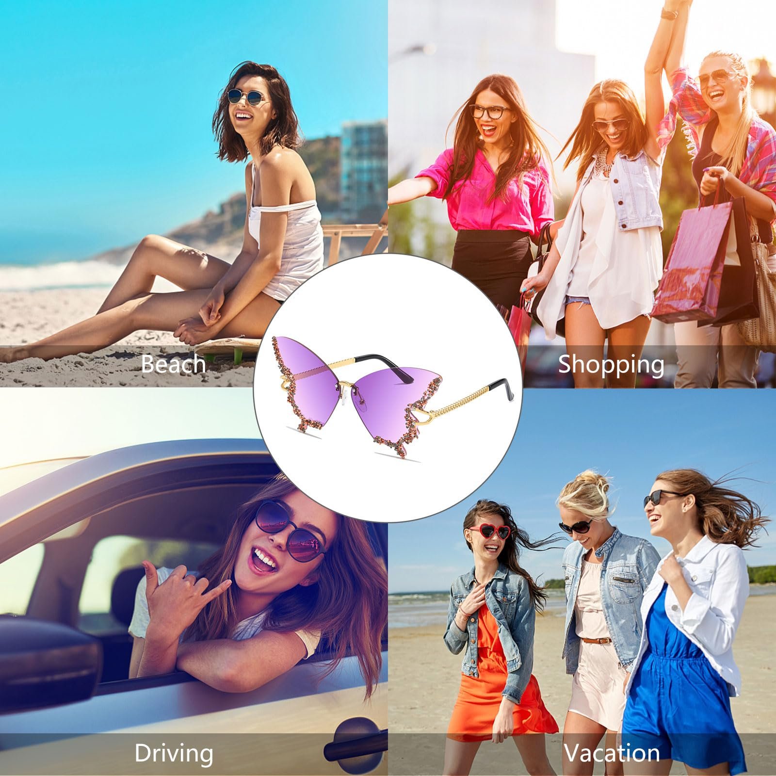 Сонцезахисні окуляри Метелик YAMEIZE Вінтажні без оправи, фото №6