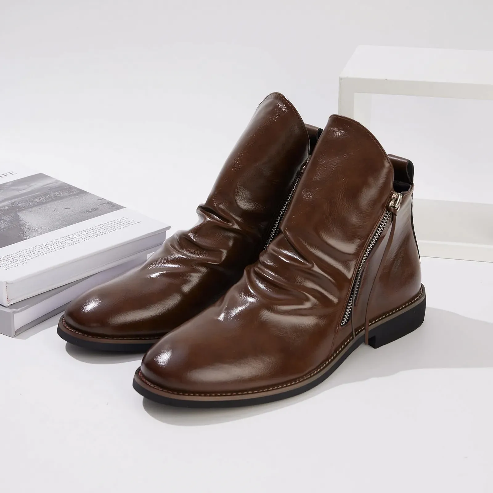 Челсі черевики Halfword шкіряні чоловічі Двостороння блискавка, фото №2