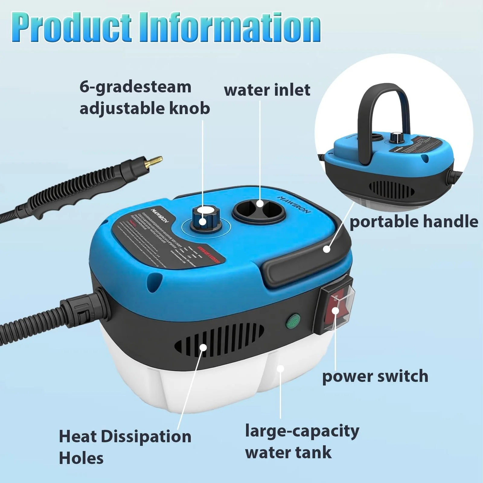 Пароочисник високого тиску портативний з подовженим шлангом та аксесуарами, фото №4 Пароочисник високого тиску портативний з подовженим шлангом та аксесуарами, фото №4