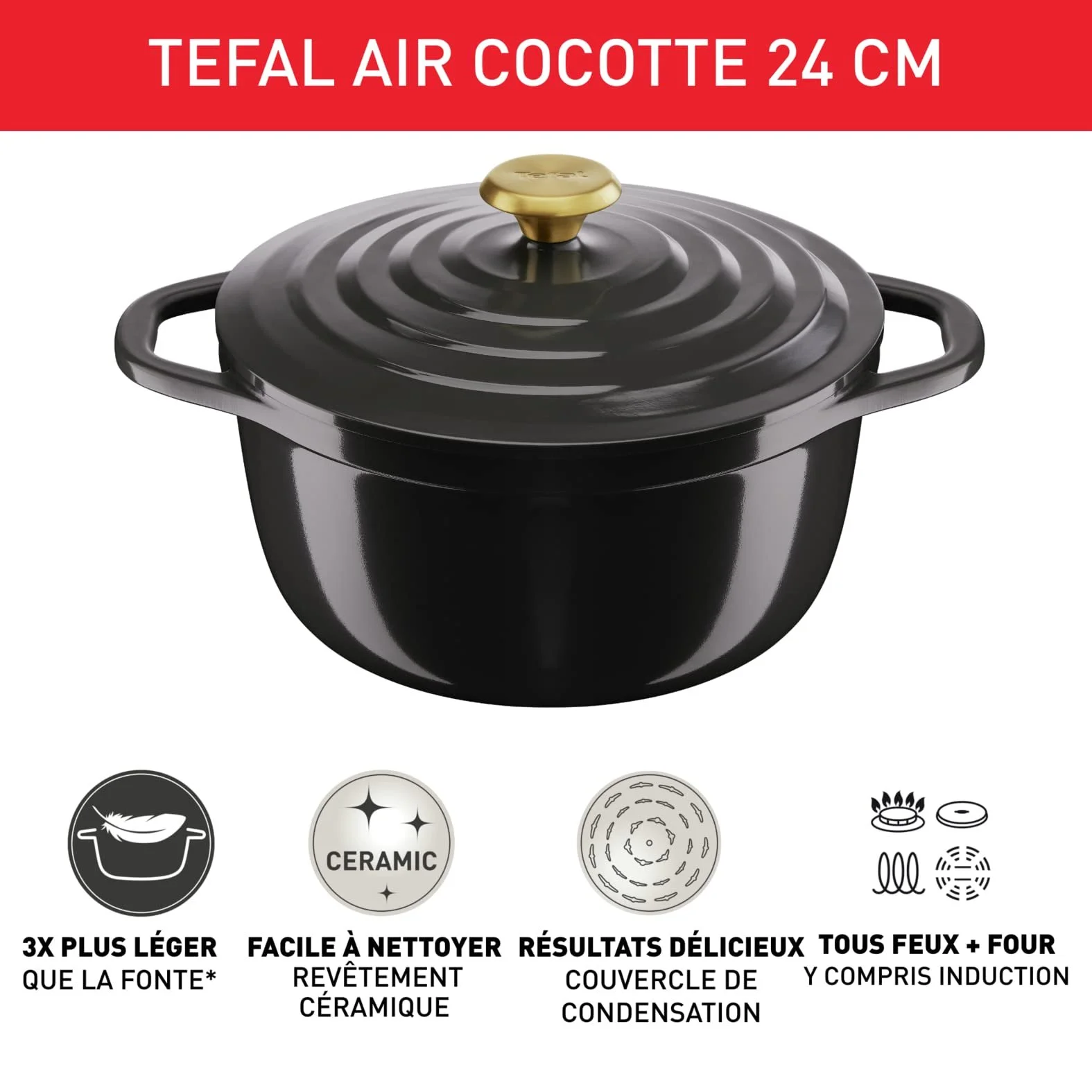 Форма для выпечки Tefal Air E2554604 круглая антипригарная индукционная литая алюминиевая с крышкой Серая, фото №6