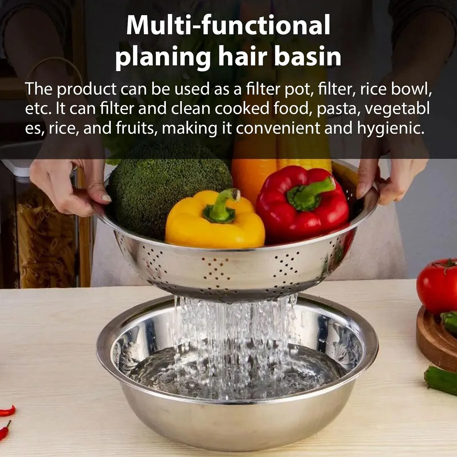 Миска-терка багатофункціональна для нарізки фруктів з нержавіючої сталі, фото №3