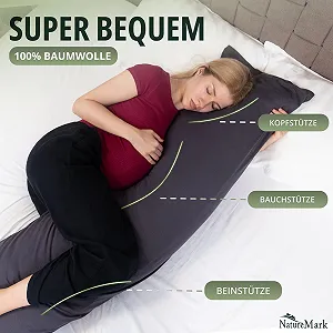 Наволочка NatureMark Jersey 2 шт. для подушок 40 x 145 см (для подушки для вагітних), антрацитово-сірий synthetic.ua - Фото 1