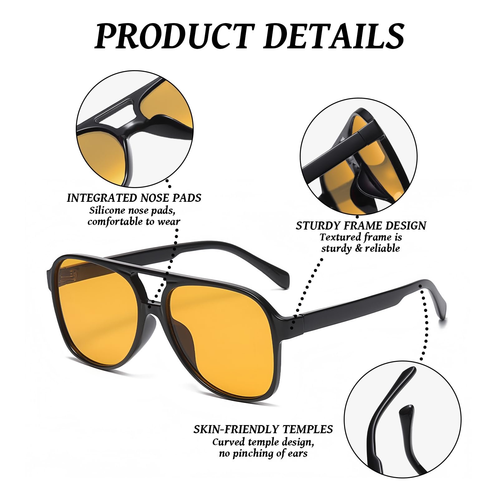 Солнцезащитные очки Квадратные в стиле ретро HAGOT, Классические модные 70-х годов, фото №4