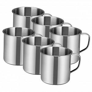 Набор из 6 стальных стаканов для воды, герметичные стаканы, идеально подходят для детского сада и школы, прочная конструкция, легко моются, идеально подходят для молока и воды - Фото 1