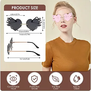 Солнцезащитные очки Dfuqanb 2 шт, Сердцевидные и пламенные, Сердце, Серый synthetic.ua - Фото 1