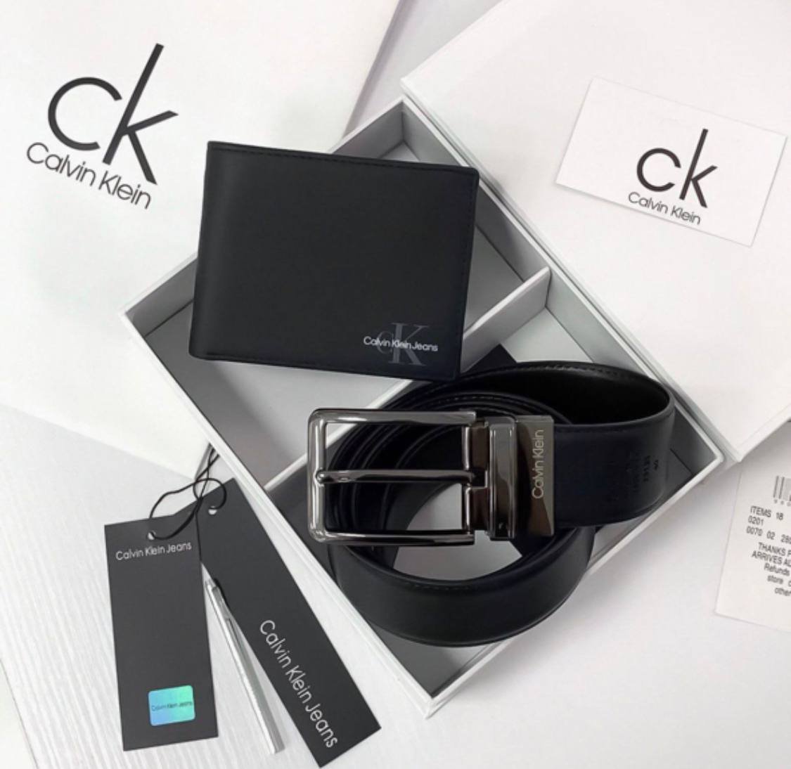 Мужской подарочный набор кожаный ремень и портмоне Calvin Klein, фото №1