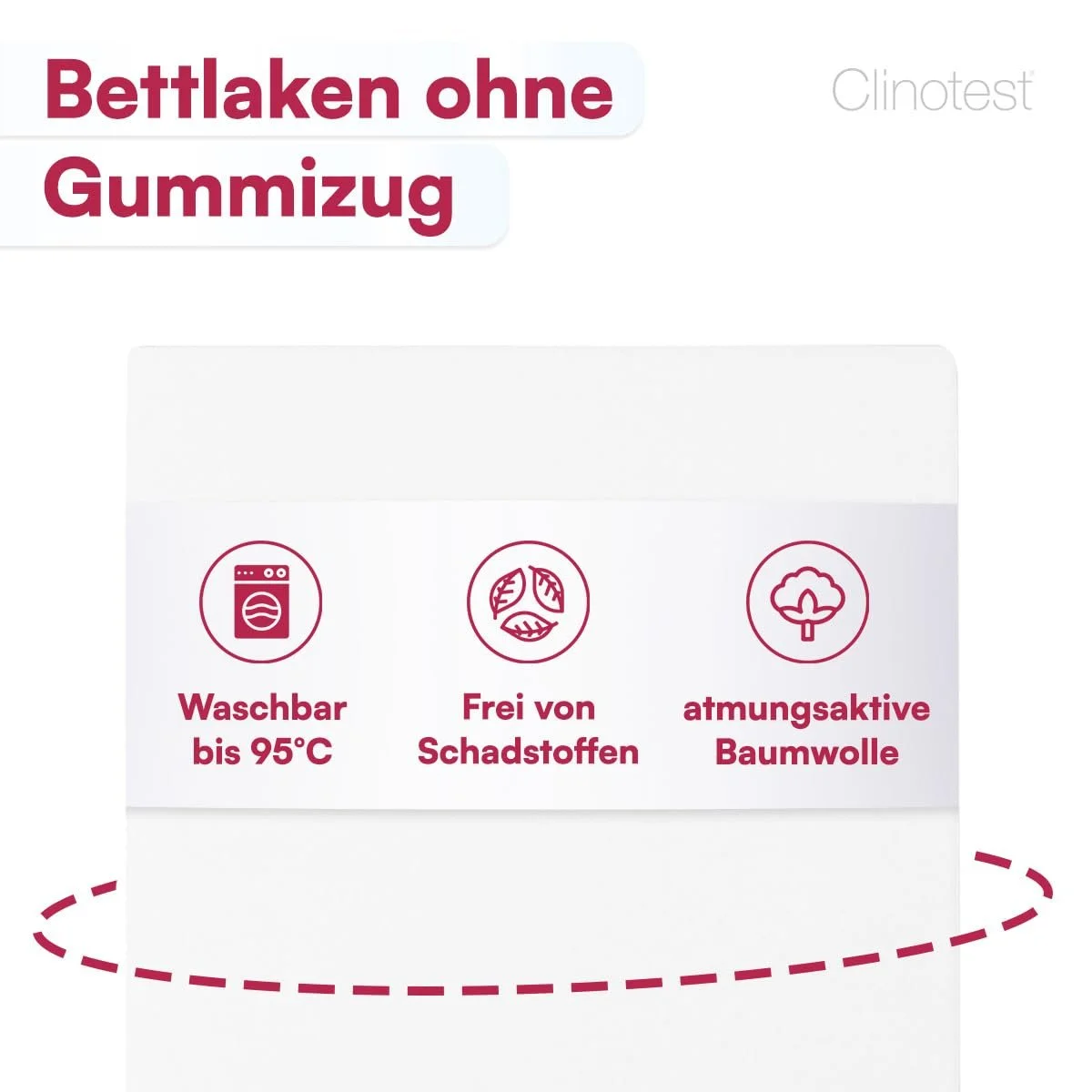 Простирадло Clinotest гладка, біла, 100 % бавовна, 150 x 200 см, фото №3 Простирадло Clinotest гладка, біла, 100 % бавовна, 150 x 200 см, фото №3