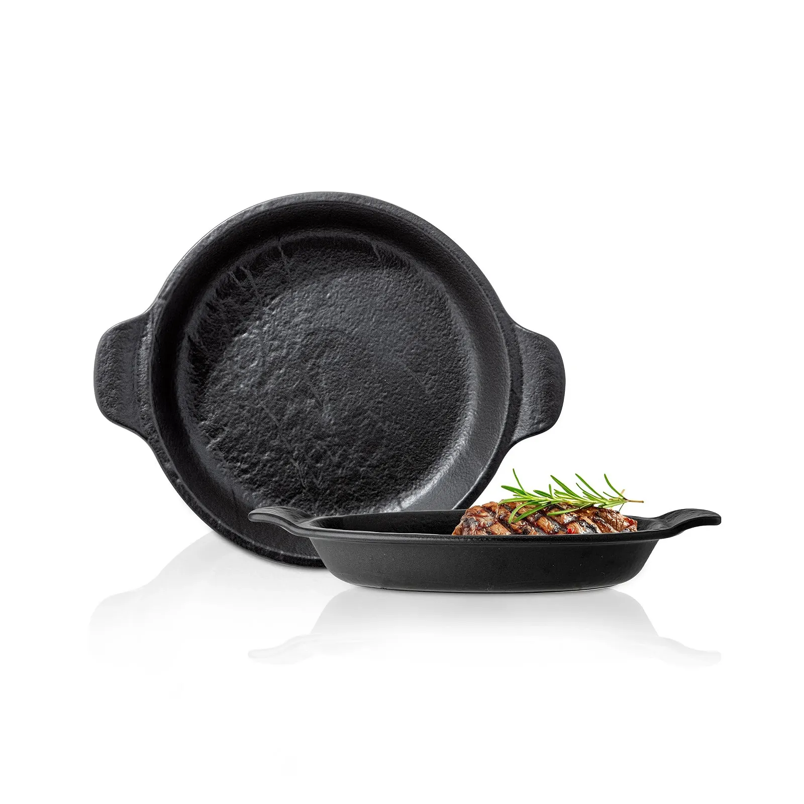 Форма для запекания Wilmax Плоская 800 мл круглая фарфоровая ручной глазуровки Черная, фото №1 Форма для запекания Wilmax Плоская 800 мл круглая фарфоровая ручной глазуровки Черная, фото №1