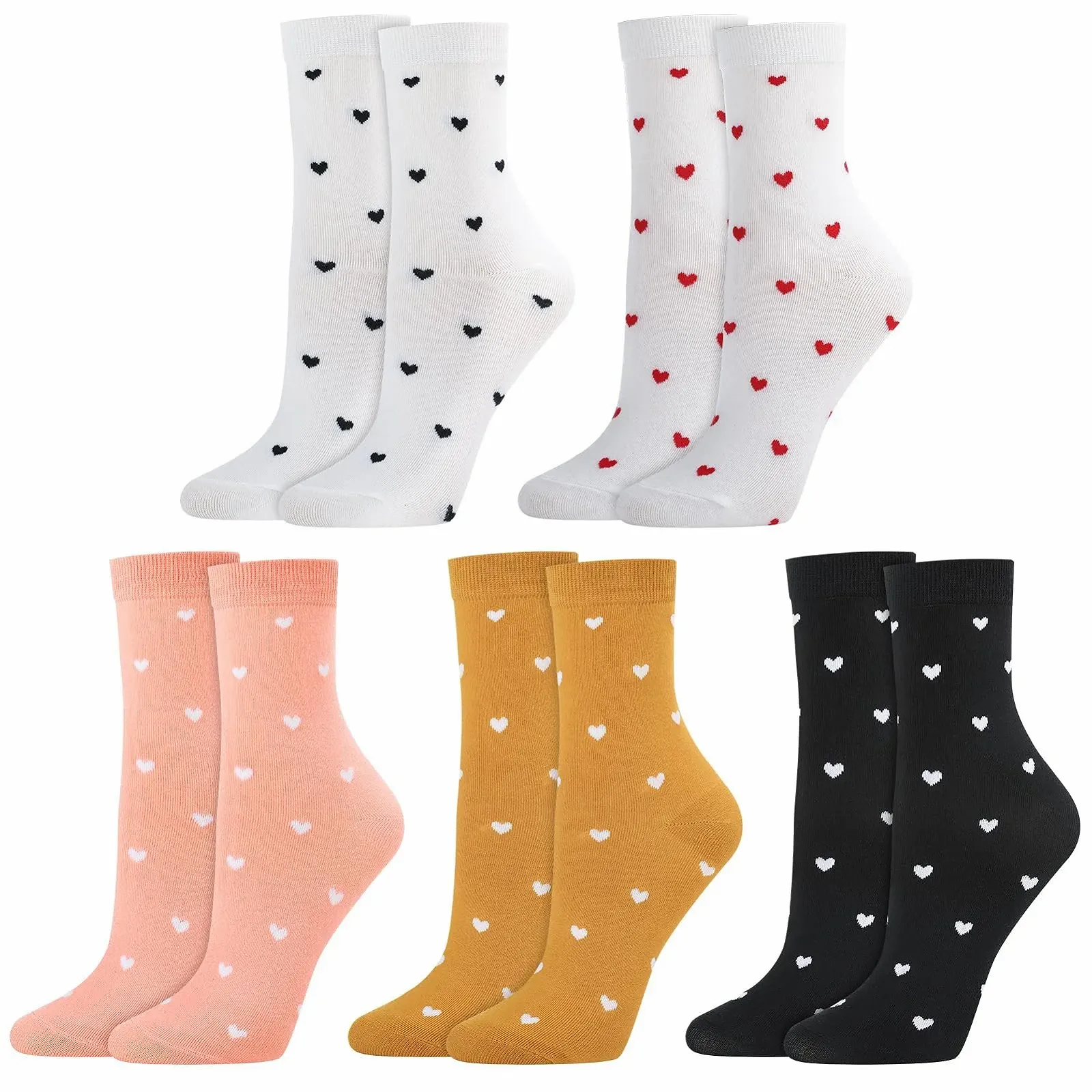 Носки Женские с сердечками, 5 пар, размер 36-40, фото №1