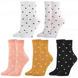 Носки Женские с сердечками, 5 пар, размер 36-40 - Фото 1