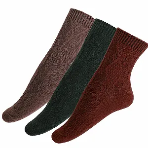 Шерстяные носки кашемировые для женщин, мягкие вязаные теплые длинные до щиколотки - Фото 1