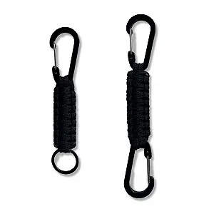 Брелок Paracord UBRAVE з карабіном, багатофункціональний, чорний (1 x гачок + 1 x кільце) - Фото 1