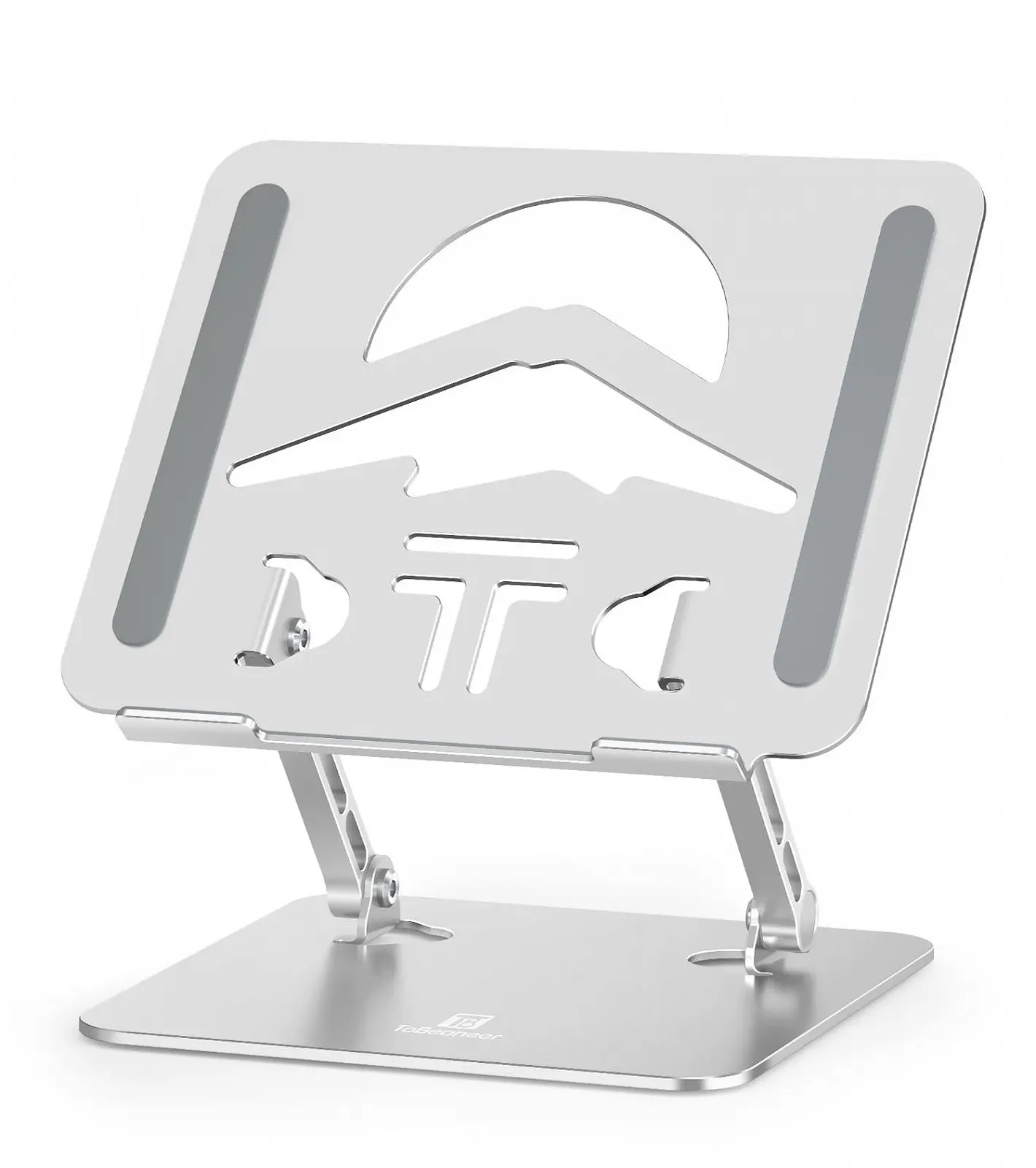 Підставка для ноутбука алюмінієва Ergonomic, регульована по висоті та складана, стабільна та нековзна, покращена вентиляція, до 15.6 дюймів, срібна, фото №1