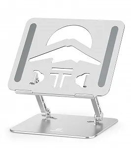 Подставка для ноутбука алюминиевая Ergonomic, регулируемая по высоте и складная, стабильная и нескользящая, улучшенная вентиляция, до 15.6 дюймов, серебристая - Фото 1