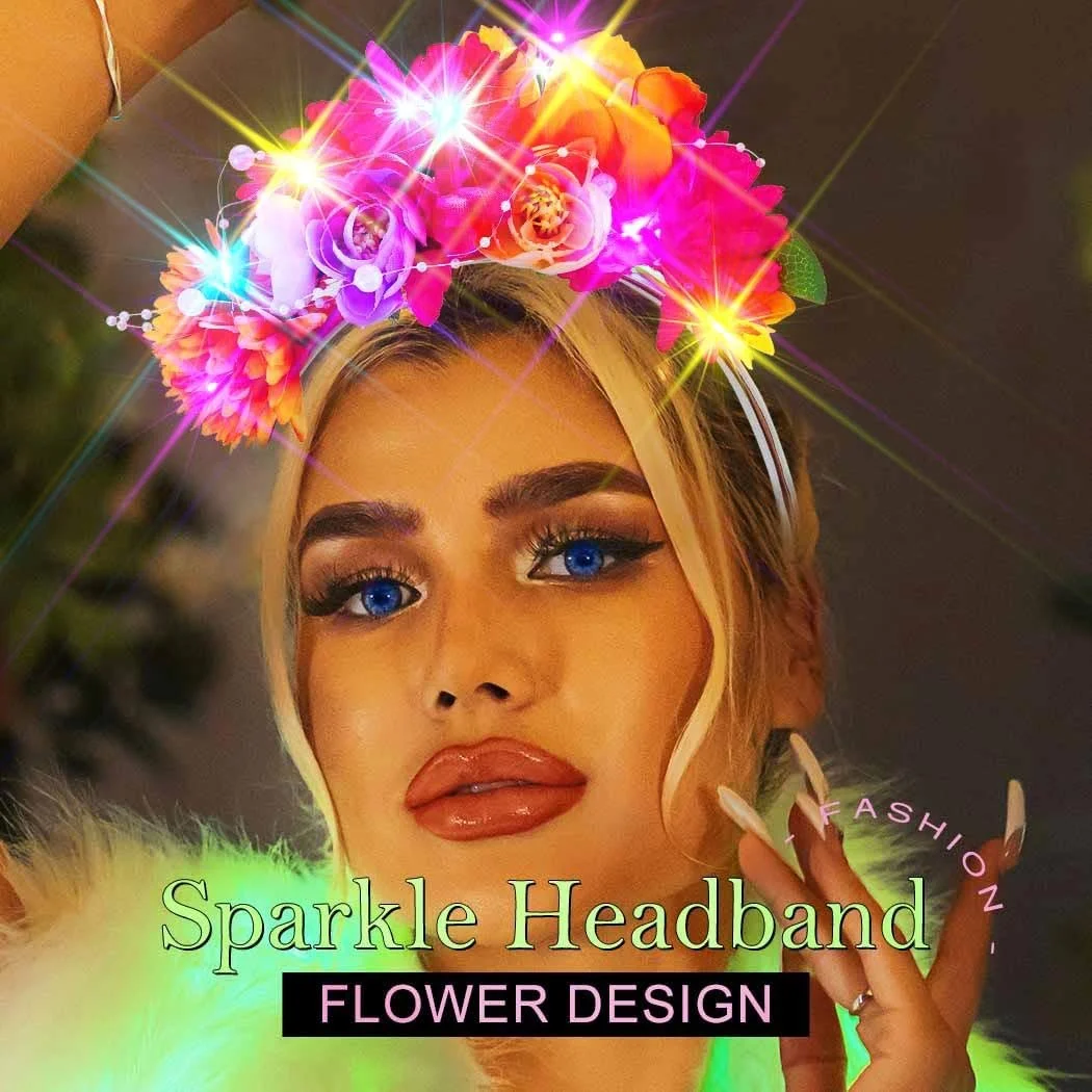 Світлодіодна пов'язка на голову з квітами, фото №3 Світлодіодна пов'язка на голову з квітами, фото №3