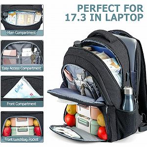Рюкзак для ноутбука BIKROD Large Lunch 17.3 дюйма з USB та термовідділенням Чорний synthetic.ua - Фото 1