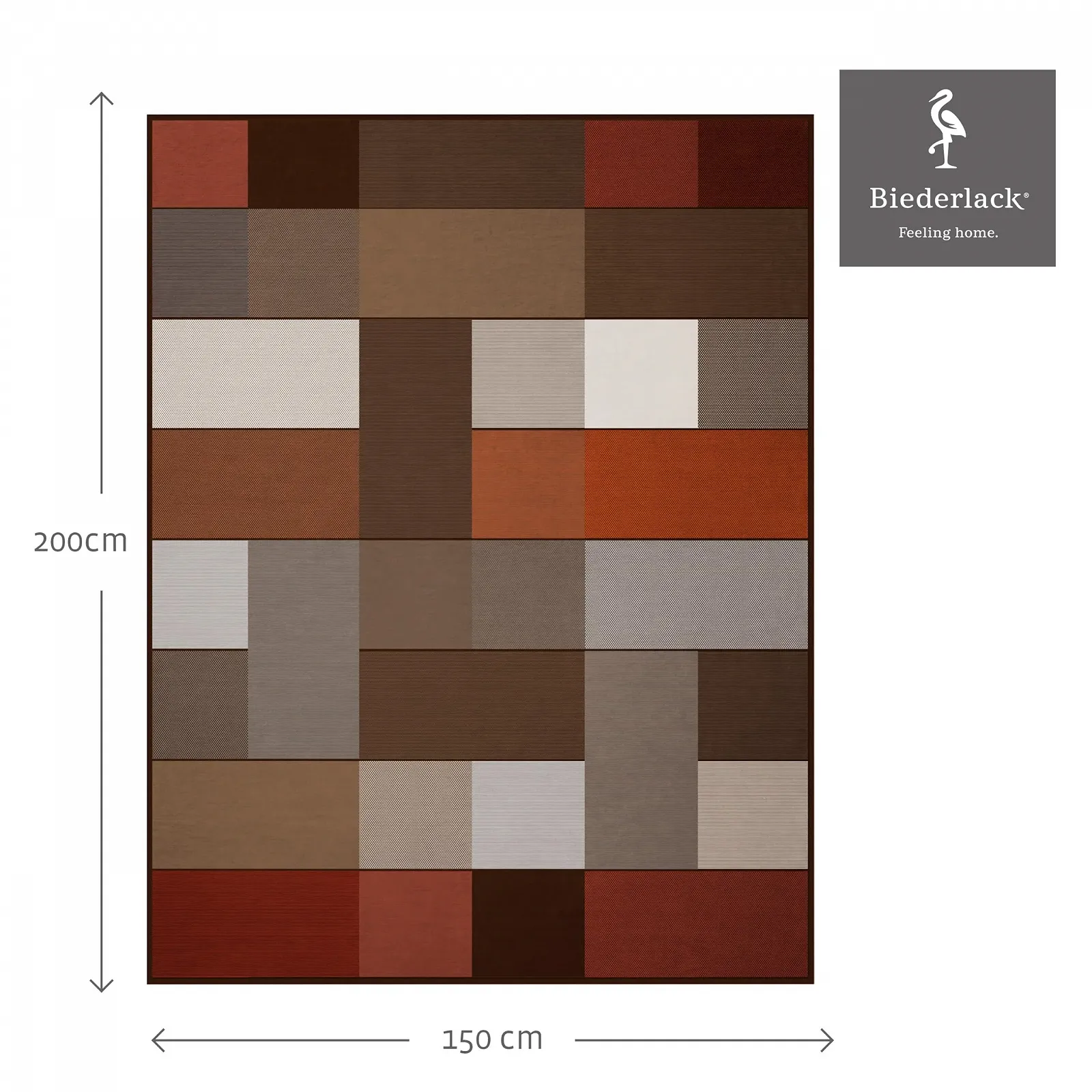 Одеяло Biederlack Fluffy Soft Cuddly из хлопка и полиакрила I Сделано в Германии I Oeko-Tex I Экологичное производство I Одеяло для дивана Коричневые квадраты в коричнево-бежевую клетку I Одеяло 150 x 200 см, фото №2