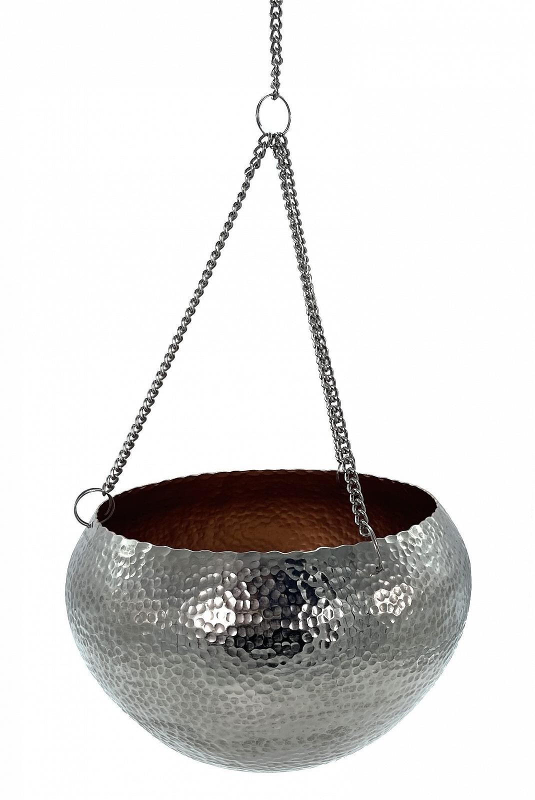 Підвісний кошик DARO DEKO Металевий з чеканною структурою 18 см x 13 см Сріблястий, фото №1 Підвісний кошик DARO DEKO Металевий з чеканною структурою 18 см x 13 см Сріблястий, фото №1