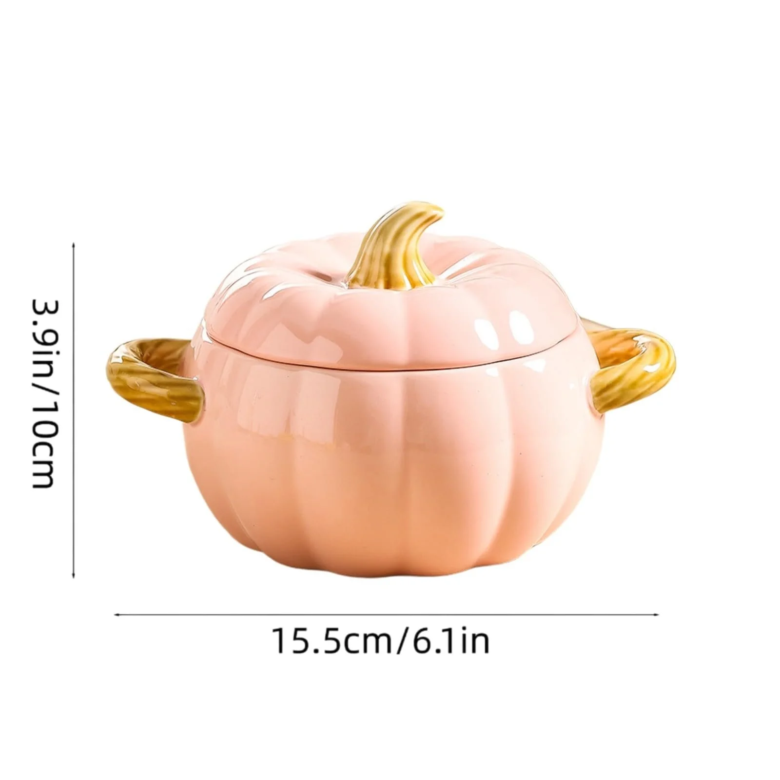 Кастрюля-форма для запекания Керамическая антипригарная с крышкой Тыква розовая, фото №3