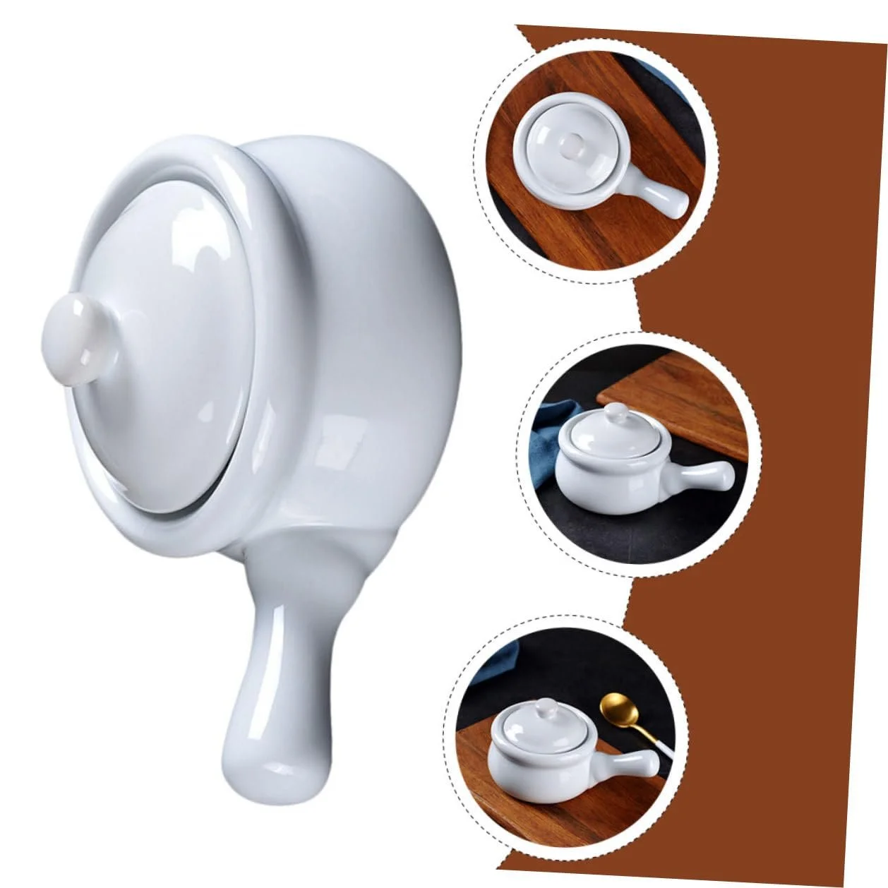 Кастрюля для запекания керамическая с крышкой маленькая толстостенная для супа и тушения, фото №9