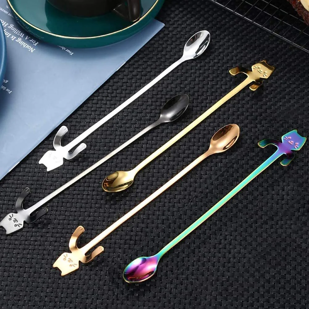 Ложка для кави Тип Міні QQWW Котяча 5 шт. Різнокольорові, фото №7