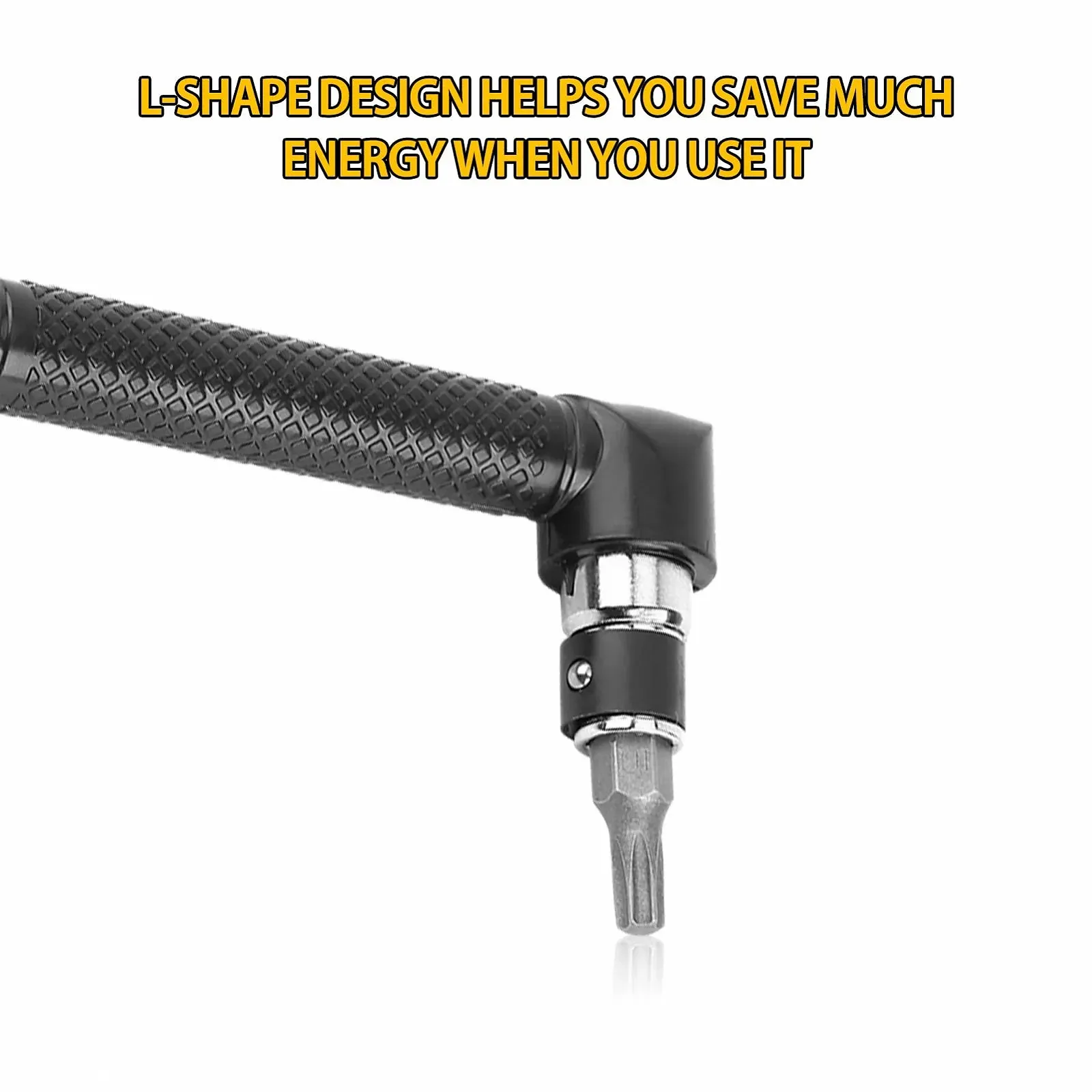 Викрутка 1/4 дюйма Double Head Hex Socket Angle Hand 90 Degree Right Angle Double Head Extension Handle з 10 бітами, фото №5