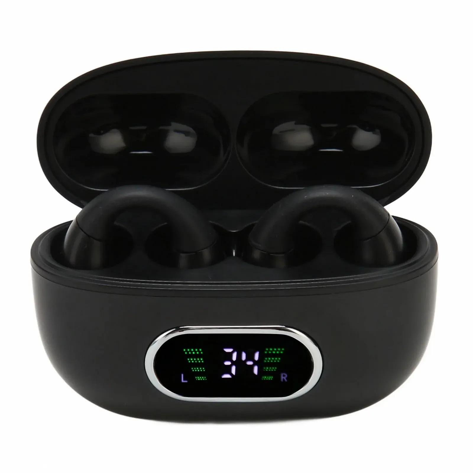 Наушники для перевода Stereo Clip On с зарядным чехлом 300 mAh, черный, фото №1