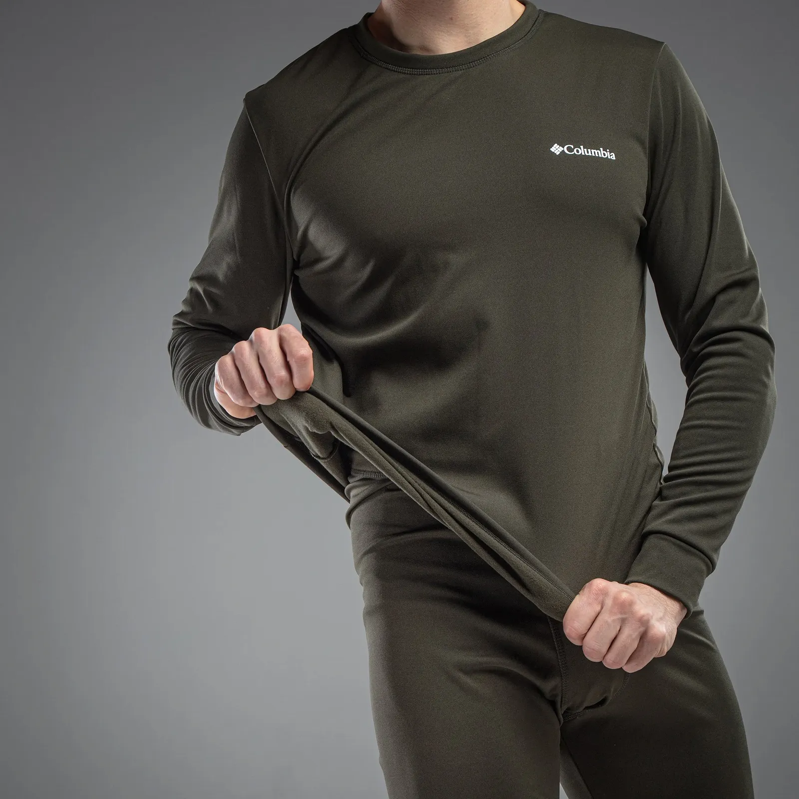 Чоловіча термобілизна Columbia хакі комплект зимовий на флісі, фото №3 Чоловіча термобілизна Columbia хакі комплект зимовий на флісі, фото №3