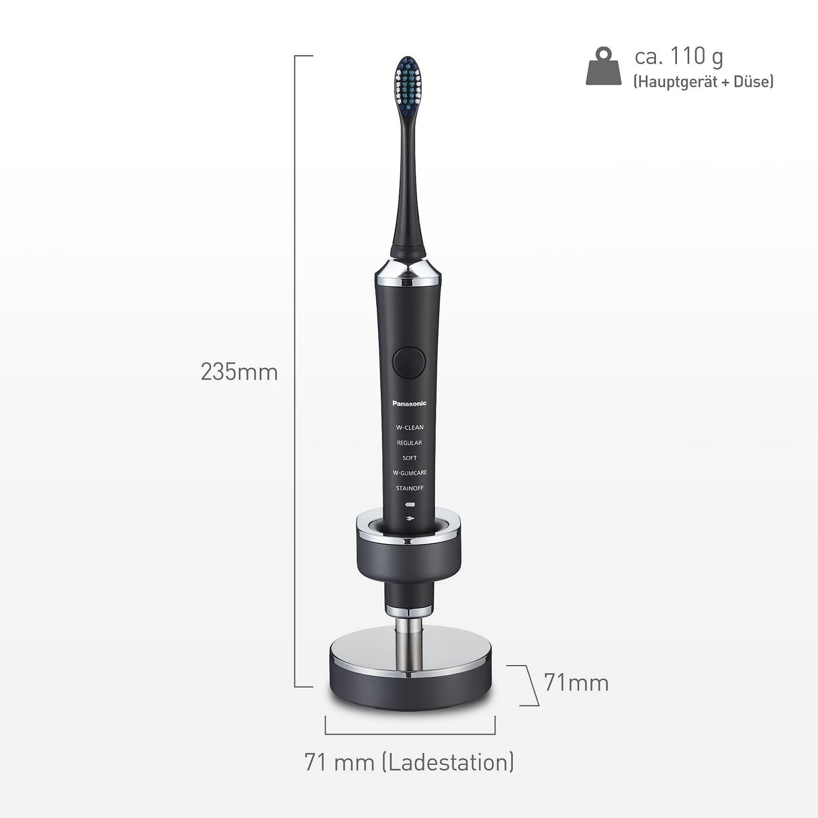 Зубная щетка электрическая Panasonic EW-DP52-K803, экстратонкая, Multi-Fit, против обесцвечивания, насадка и силиконовые щетки, зарядная станция, звуковая вибрация, светодиодный дисплей, 90 минут работы, черная, фото №9