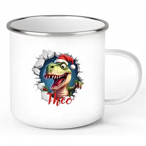 Емальована чашка з іменем Christmas Dino #1 Дитяча - Фото 1