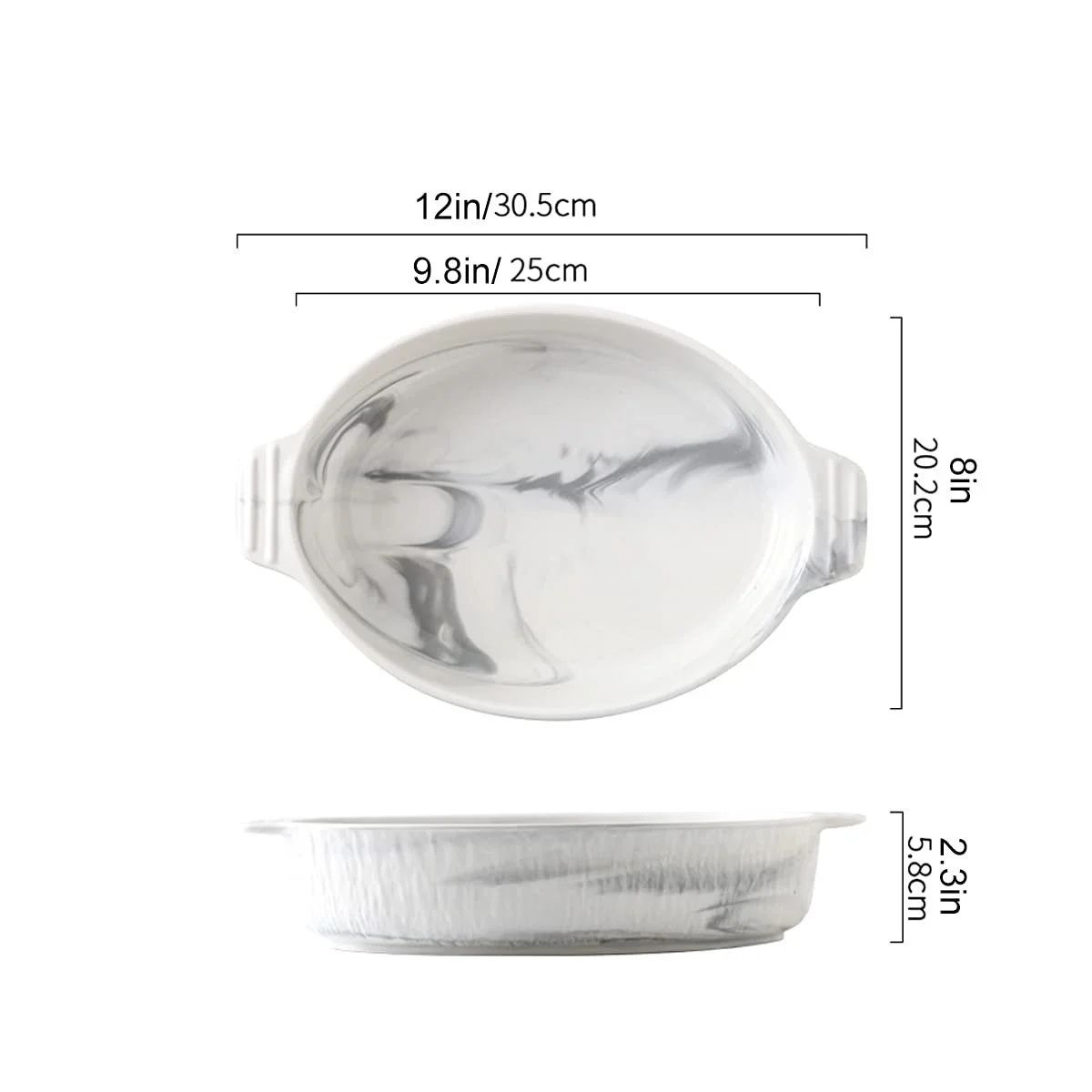 Формы для запекания керамические Мраморная текстура Набор 2 шт. (12 дюймов), фото №2