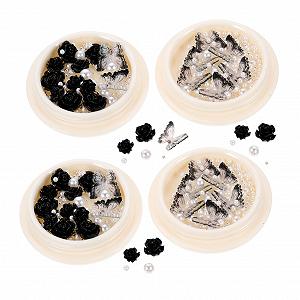 Украшения для ногтей Черные Стразы Серебряные Драгоценные Камни - Фото 1