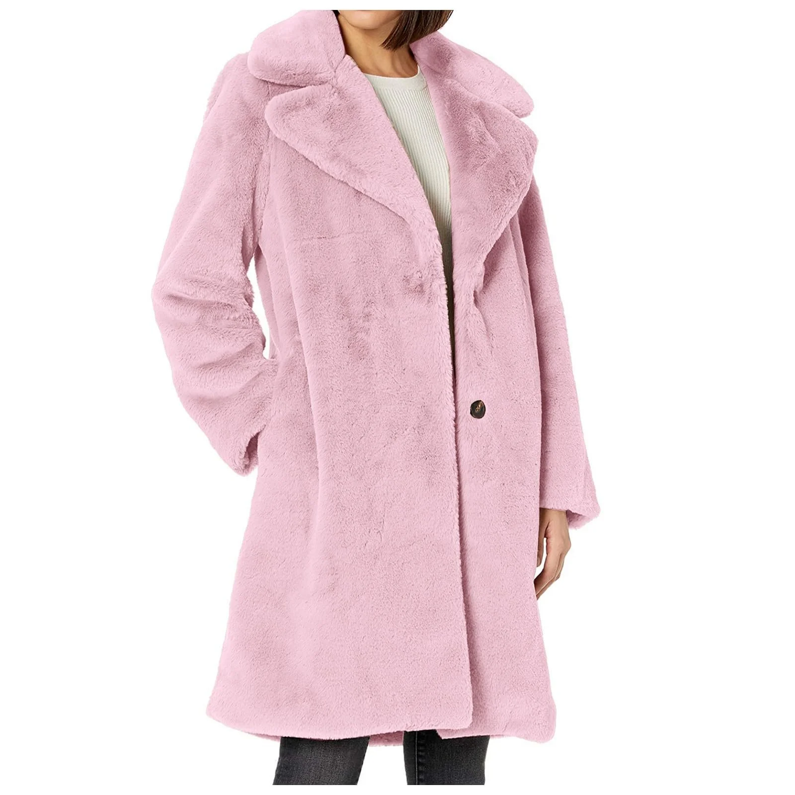 Довге пальто зі штучної шкіри для жінок, вільного крою, фото №1 Довге пальто зі штучної шкіри для жінок, вільного крою, фото №1