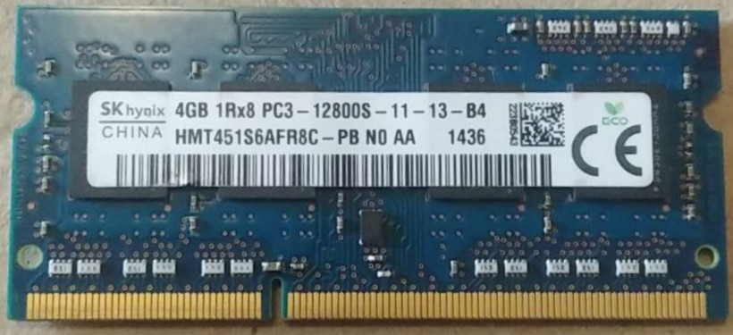 Оперативна пам'ять для ноутбука Hynix SO-DIMM DDR3 4GB 1600MHz PC3-12800 1Rx8, фото №1