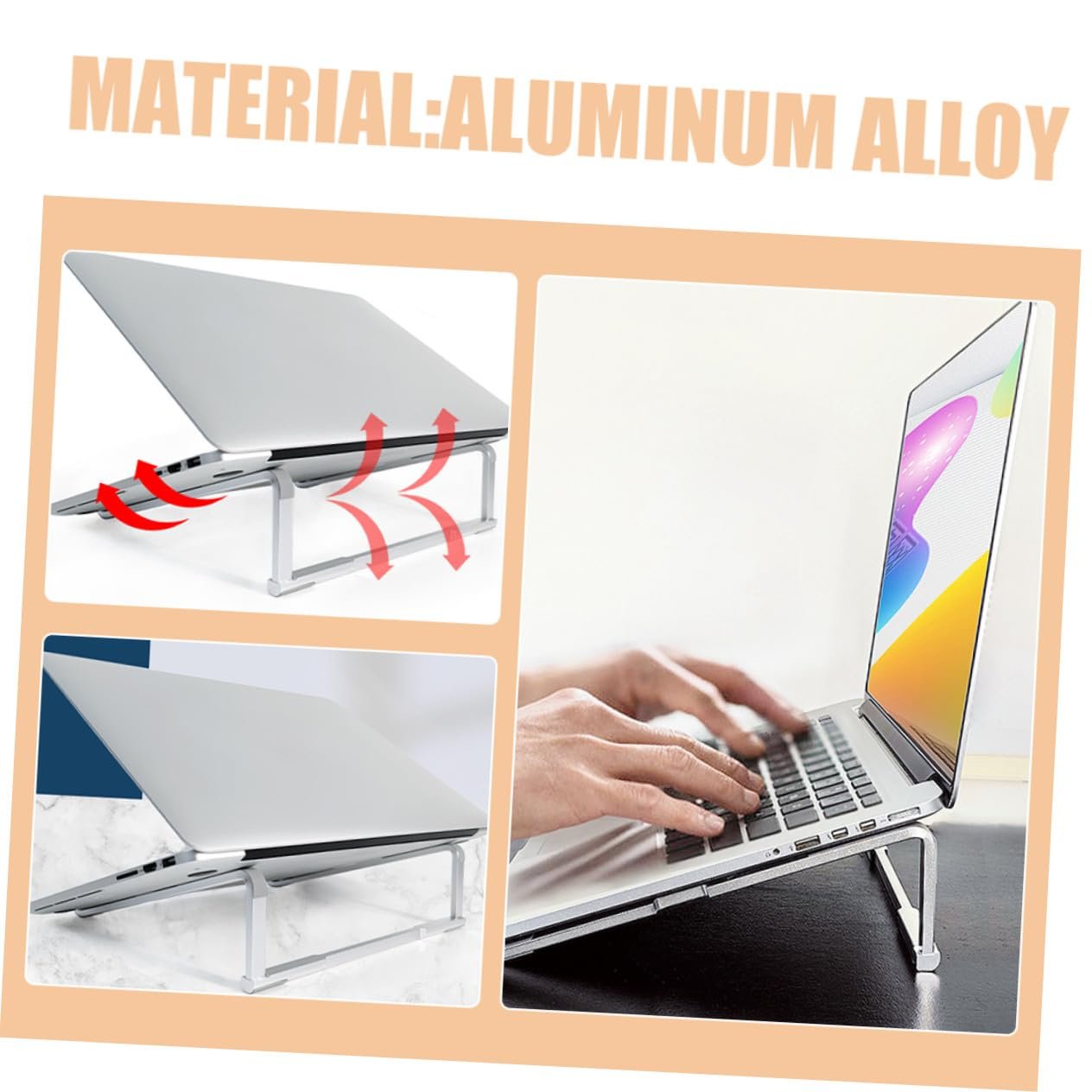 Підставка для ноутбука складана з міцного алюмінію для столу та в дорозі, компактна, сумісна з різними брендами, фото №2