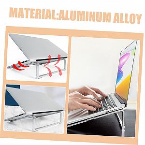 Складная подставка для ноутбука из прочного алюминия для стола и в дороге, компактная, совместимая с различными брендами и легкая мобильная подставка для ноутбука в элегантном исполнении synthetic.ua - Фото 1