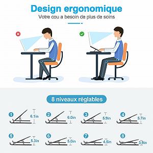 Подставка для ноутбука, регулируемая на 8 уровней, силиконовая нескользящая подставка для ноутбука, совместимая с MacBook, Lenovo, HP, другими ноутбуками и планшетами от 10" до 15,6" synthetic.ua - Фото 1