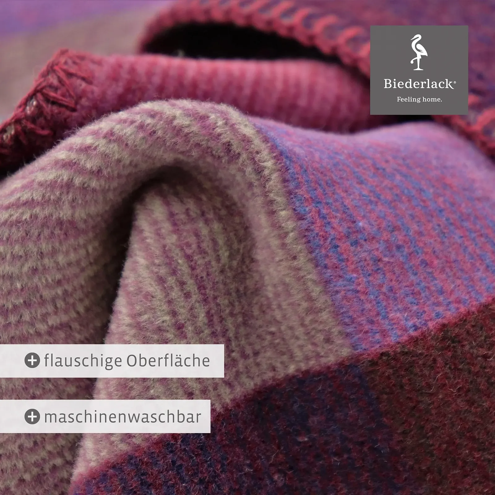 Одеяло Biederlack Fluffy Смесь хлопка Геометрический фиолетовый с фиолетовым треугольным узором 150 x 200 см, фото №5