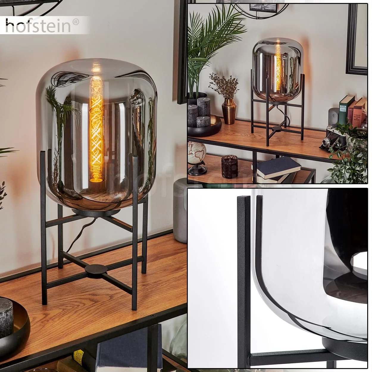 Настільна лампа Manzano E27 25 см Black/Chrome, фото №2