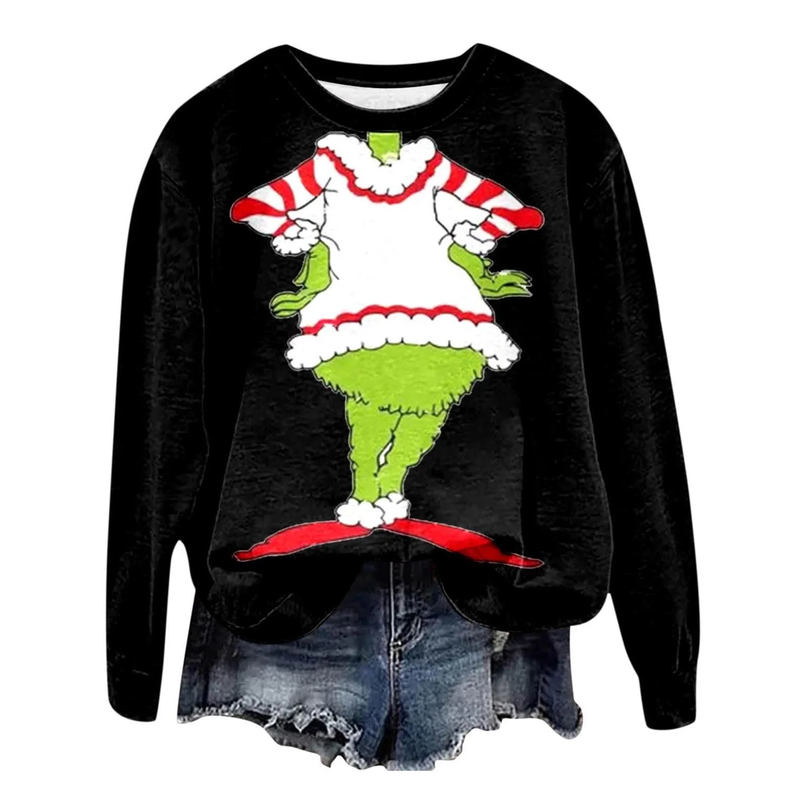 Рождественский джемпер BHXUTK Женская толстовка с длинными рукавами и круглым вырезом Рождественский джемпер Элегантный рождественский джемпер Женский зимний рождественский свитер Рождественские топы для женщин Девушки-подростки, фото №1