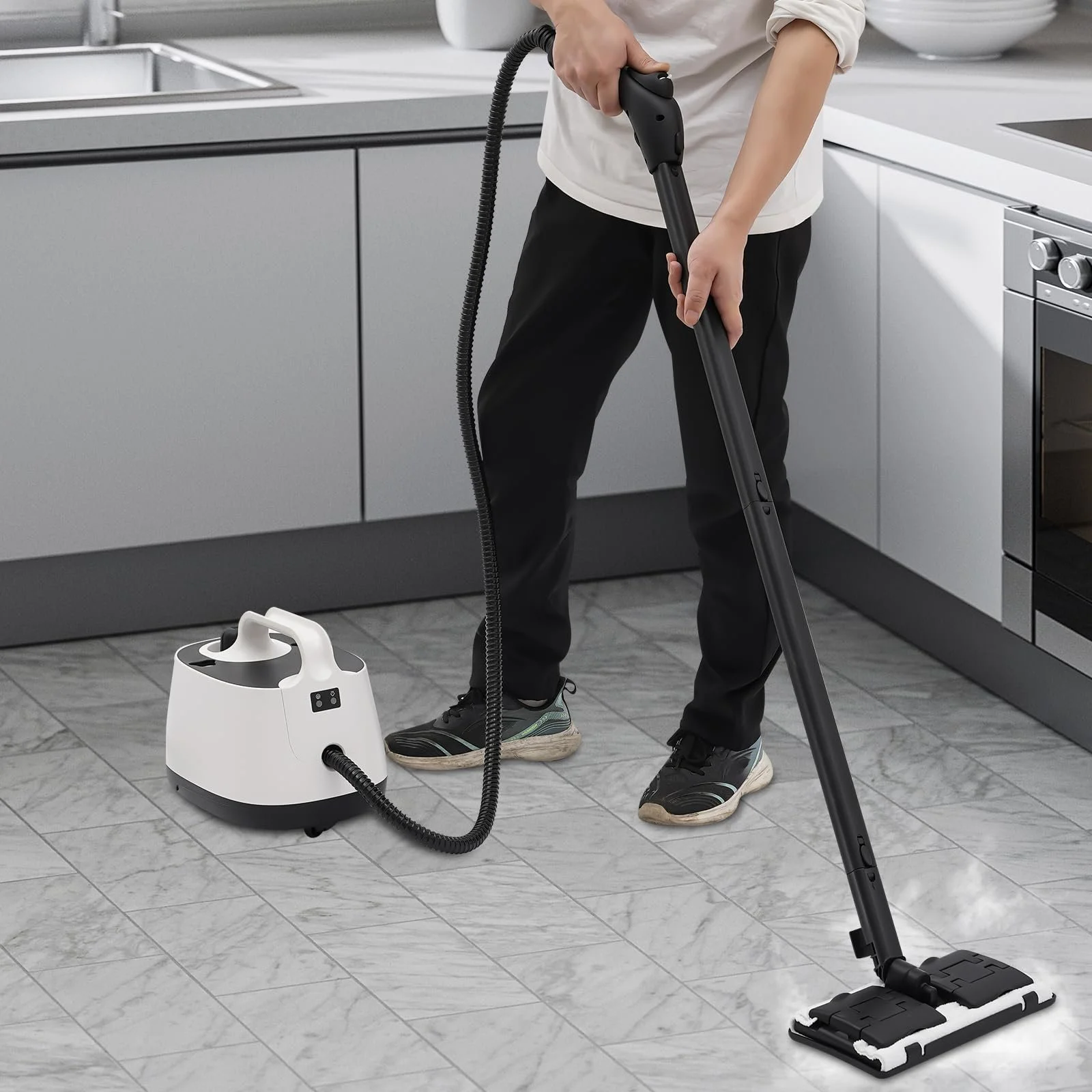 Пароочисник електричний ручний 2000 W білий/чорний для ванних та салонів авто, фото №4